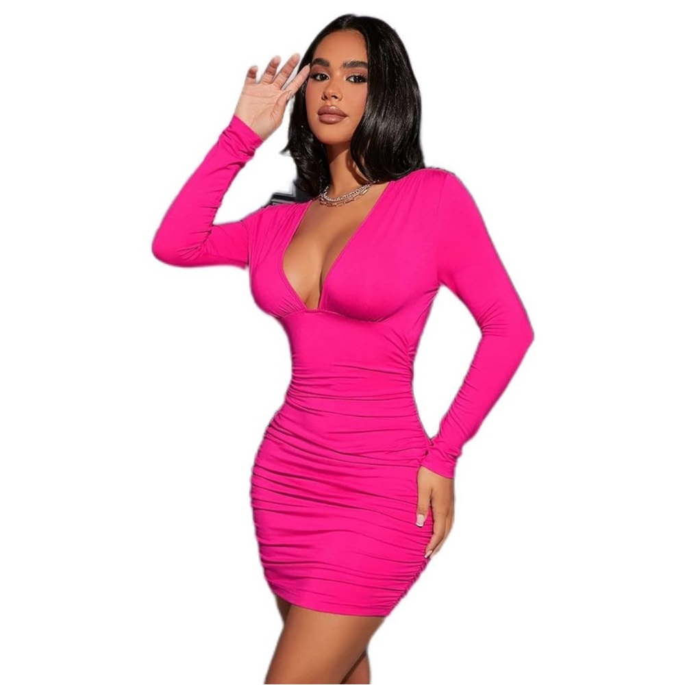 Amazon Vibrant Pink Long Sleeve Dress